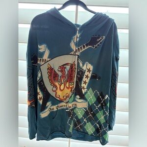 Graphic Hoodie with Phoenix and‎ Guitar Design